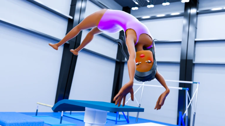 Gymnast doing a backf